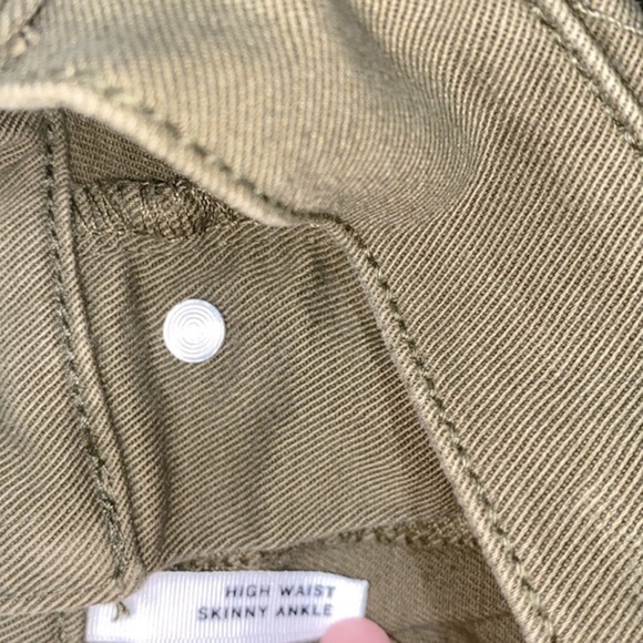 Loft high rise skinny ankle olive green jeans size 0/25 - Picture 7 of 10